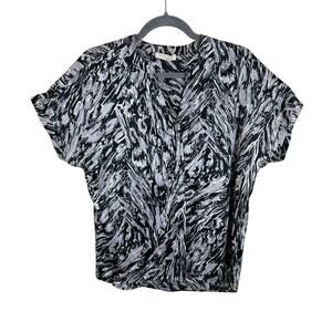 Lovestitch Black Purple White Dolman Short Sleeve Light Relaxed Fit Blouse Sz S